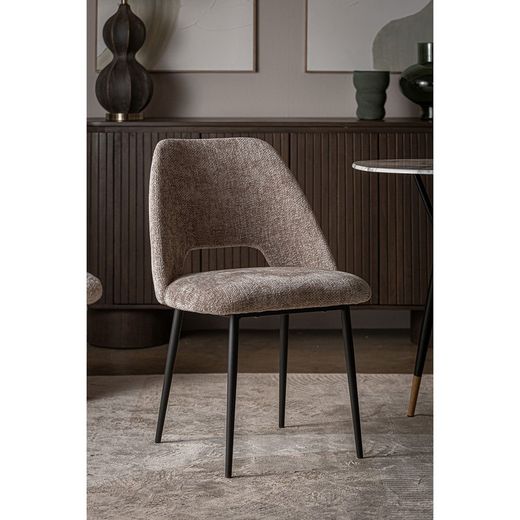 Beige and black fabric chair, 56 x 55 x 84 cm | Leynhac