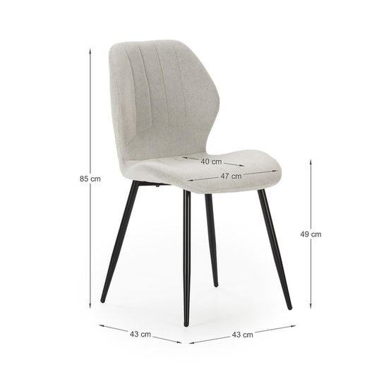 Chaise en tissu blanc, 47 x 58 x 85 cm | Nalu