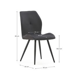 Grijze stoffen stoel, 46 x 62 x 89 cm | Adaya