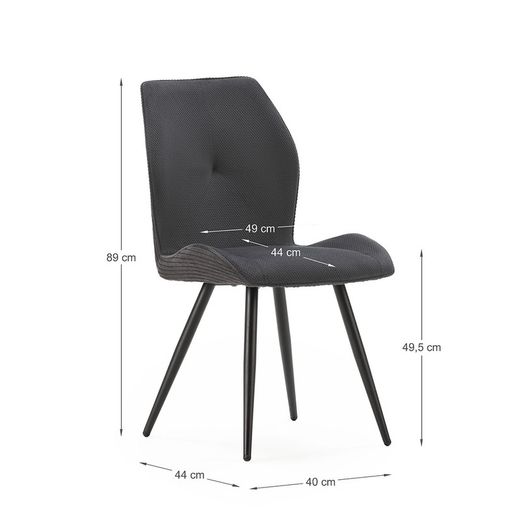 Grijze stoffen stoel, 46 x 62 x 89 cm | Adaya