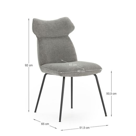 Fabric chair in grey, 47 x 64.5 x 91.5 cm | Dara