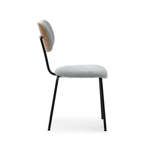 Grijze stoffen stoel, 48 x 59 x 86,5 cm | Streepje