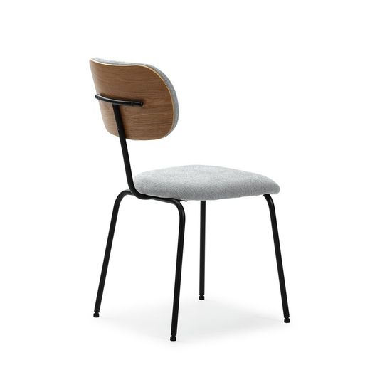 Grijze stoffen stoel, 48 x 59 x 86,5 cm | Streepje