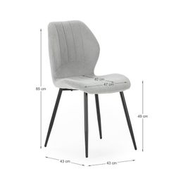 IJsgrijze stoffen stoel, 47 x 58 x 85 cm | Nalu