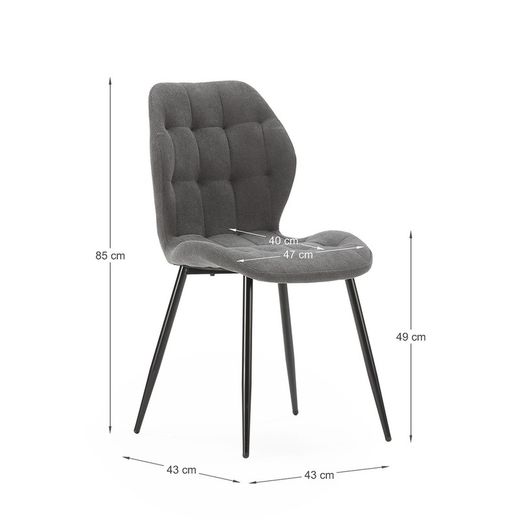 Dark grey fabric chair, 48 x 58 x 85 cm | Nalu