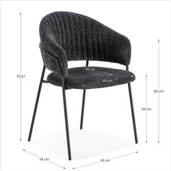 Dunkelgrauer Stoffstuhl, 51,5 x 60 x 76 cm | Leticia