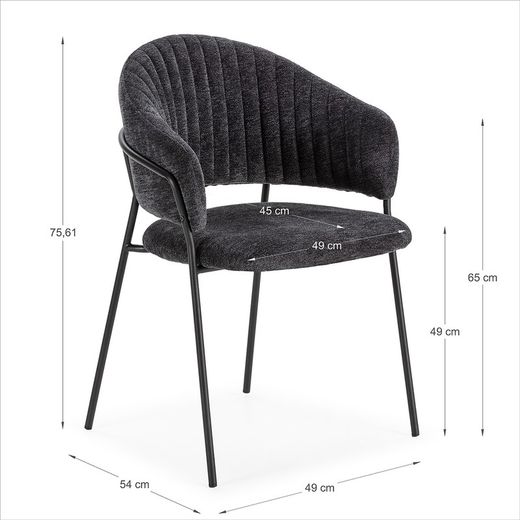 Dunkelgrauer Stoffstuhl, 51,5 x 60 x 76 cm | Leticia