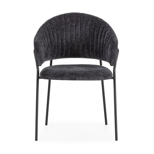 Dunkelgrauer Stoffstuhl, 51,5 x 60 x 76 cm | Leticia