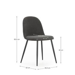 Dark grey and black fabric chair, 45 x 52 x 81 cm | Malila