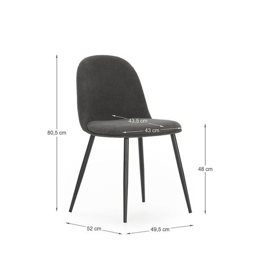 Dark grey and black fabric chair, 45 x 52 x 81 cm | Malila