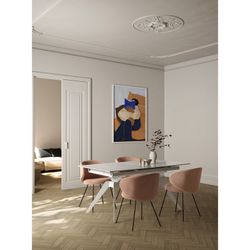 Chaise en tissu rose, 59,5 x 56 x 77,5 cm | Se précipiter