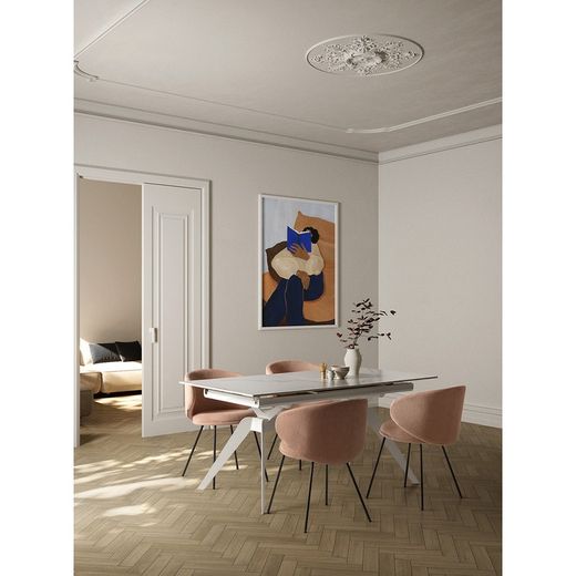 Chaise en tissu rose, 59,5 x 56 x 77,5 cm | Se précipiter