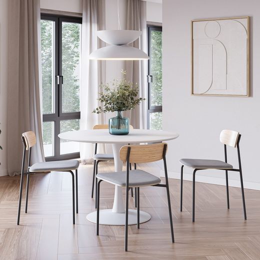 Taupe fabric chair, 46 x 51 x 77 cm | Adriana