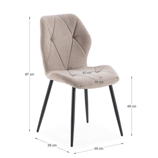 Taupe fabric chair, 47.5 x 57.5 x 85 cm | Luna