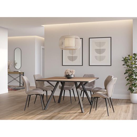 Taupe fabric chair, 47.5 x 57.5 x 85 cm | Luna