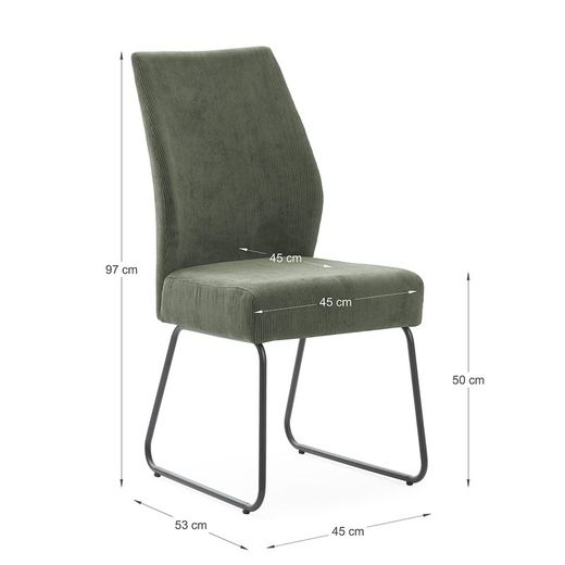 Green fabric chair, 45 x 62 x 97 cm | Alan
