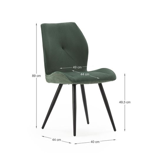 Green fabric chair, 46 x 62 x 89 cm | Adaya
