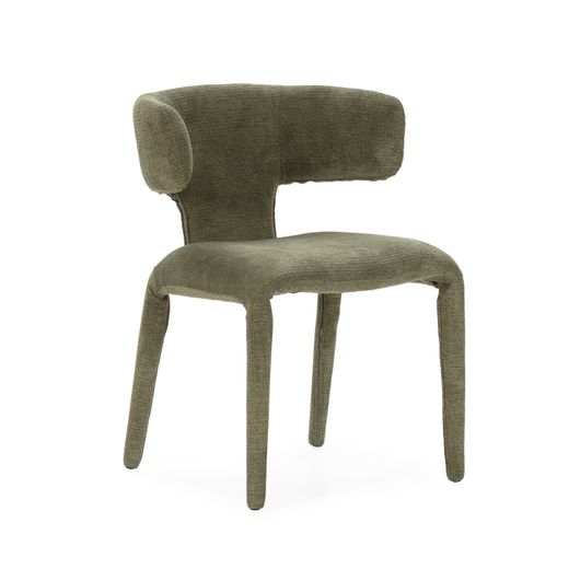 Silla de tejido en verde, 58 x 55,5 x 76 cm | Maca