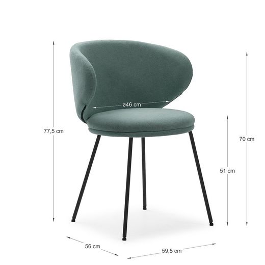 Cadeira de tecido verde, 59,5 x 56 x 77,5 cm | Correr