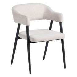 Fabric and steel chair in cream and black, 56 x 60 x 81 cm