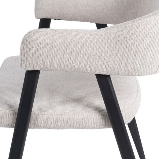 Fabric and steel chair in cream and black, 56 x 60 x 81 cm