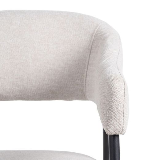 Fabric and steel chair in cream and black, 56 x 60 x 81 cm