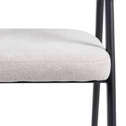 Fabric and steel chair in cream and black, 56 x 60 x 81 cm