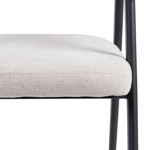 Fabric and steel chair in cream and black, 56 x 60 x 81 cm