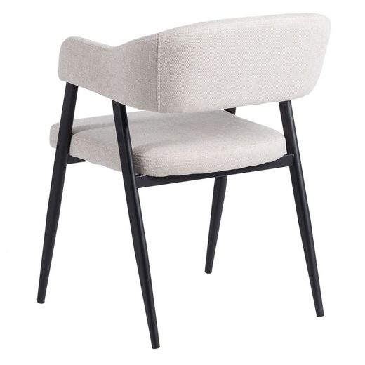 Fabric and steel chair in cream and black, 56 x 60 x 81 cm