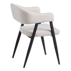 Fabric and steel chair in cream and black, 56 x 60 x 81 cm