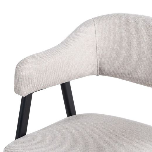 Fabric and steel chair in cream and black, 56 x 60 x 81 cm