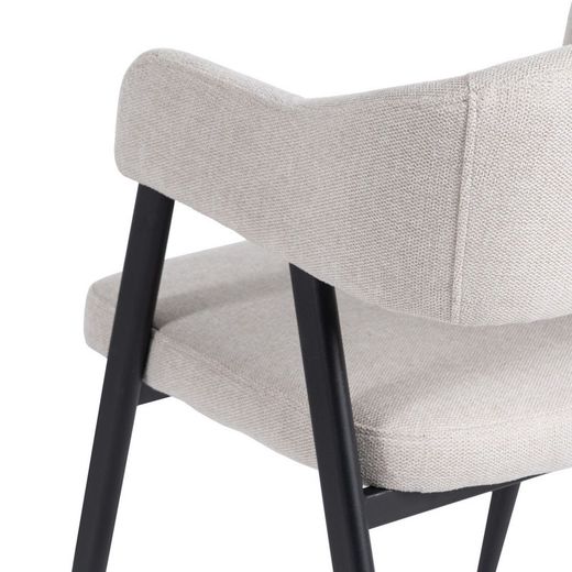 Fabric and steel chair in cream and black, 56 x 60 x 81 cm