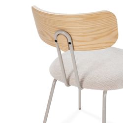 Fabric and wood chair in beige and oak color, 43.5 x 51.5 x 77 cm | Olimpia