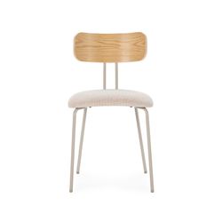 Fabric and wood chair in beige and oak color, 43.5 x 51.5 x 77 cm | Olimpia