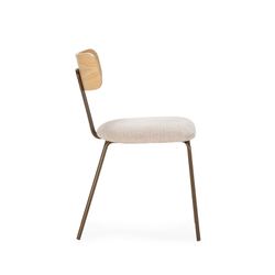 Fabric and wood chair in beige and oak color, 43.5 x 51.5 x 77 cm | Olimpia