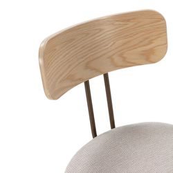 Fabric and wood chair in beige and oak color, 43.5 x 51.5 x 77 cm | Olimpia