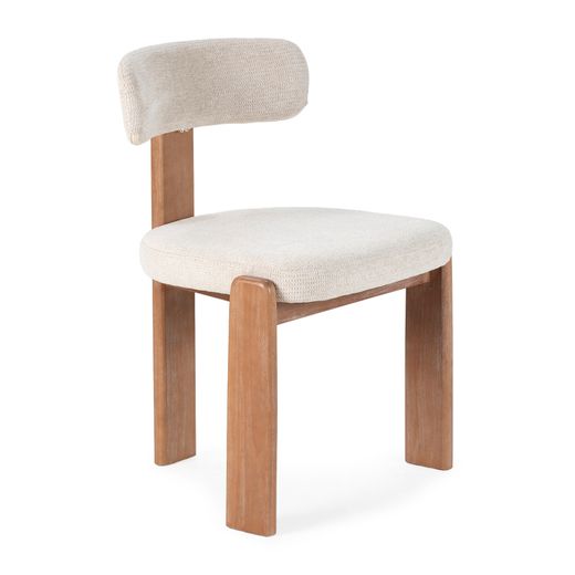Silla de tejido y madera en beige y color roble, 55,5 x 54,5 x 78 cm | Nadia