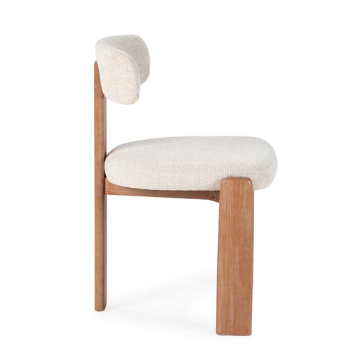 Fabric and wood chair in beige and oak color, 55.5 x 54.5 x 78 cm | Nadia