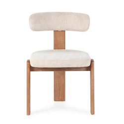 Fabric and wood chair in beige and oak color, 55.5 x 54.5 x 78 cm | Nadia
