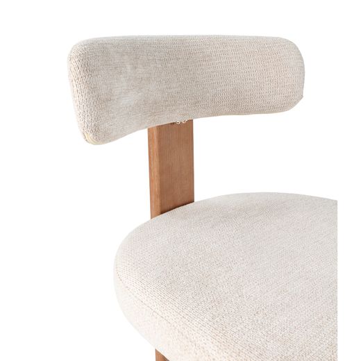 Fabric and wood chair in beige and oak color, 55.5 x 54.5 x 78 cm | Nadia