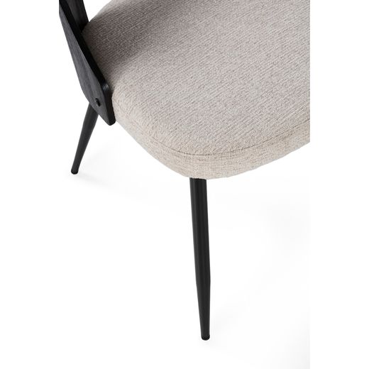 Fabric and wood chair in beige and black, 49.5 x 53.5 x 79.5 cm | Gilda