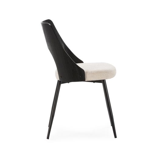Fabric and wood chair in beige and black, 49.5 x 53.5 x 79.5 cm | Gilda