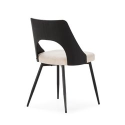 Fabric and wood chair in beige and black, 49.5 x 53.5 x 79.5 cm | Gilda