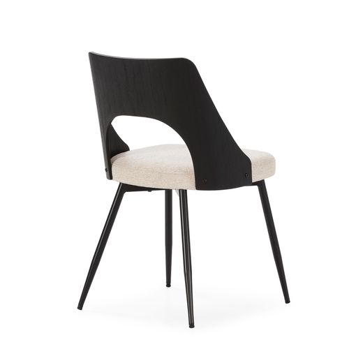 Fabric and wood chair in beige and black, 49.5 x 53.5 x 79.5 cm | Gilda
