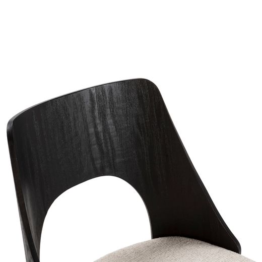 Fabric and wood chair in beige and black, 49.5 x 53.5 x 79.5 cm | Gilda