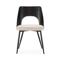 Fabric and wood chair in beige and black, 49.5 x 53.5 x 79.5 cm | Gilda