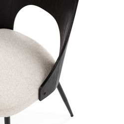 Fabric and wood chair in beige and black, 49.5 x 53.5 x 79.5 cm | Gilda