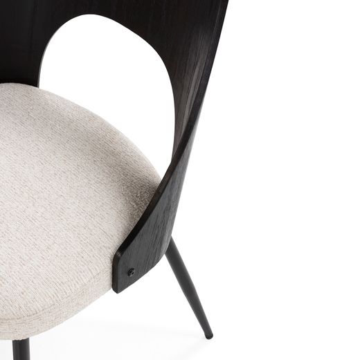 Fabric and wood chair in beige and black, 49.5 x 53.5 x 79.5 cm | Gilda