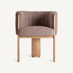 Silla de tejido y madera en marrón, 63 x 60 x 77 cm | Cluny