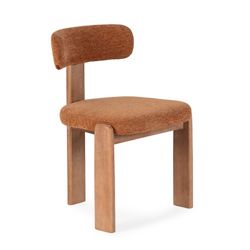 Chaise en tissu et bois, coloris carrelage et chêne, 55,5 x 54,5 x 78 cm | Nadia